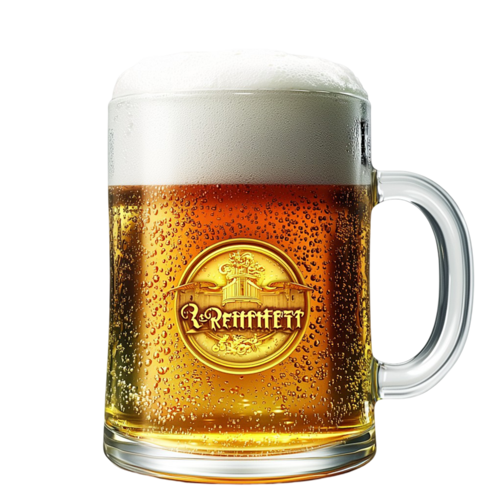 Cold golden beer in frosted mug symbolizing relaxation celebration traditional brewing craftsmanship png