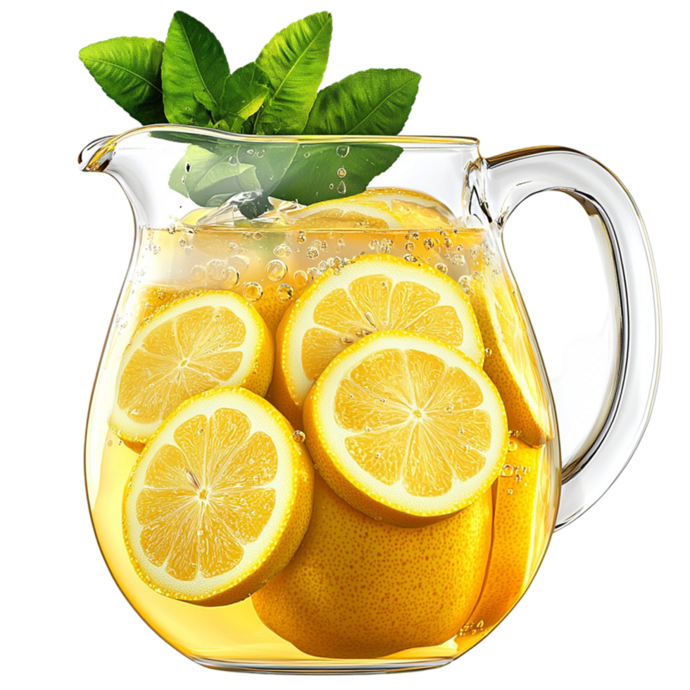 Refreshing lemonade lemon slices symbolizing summer hydration delicious citrus beverages png