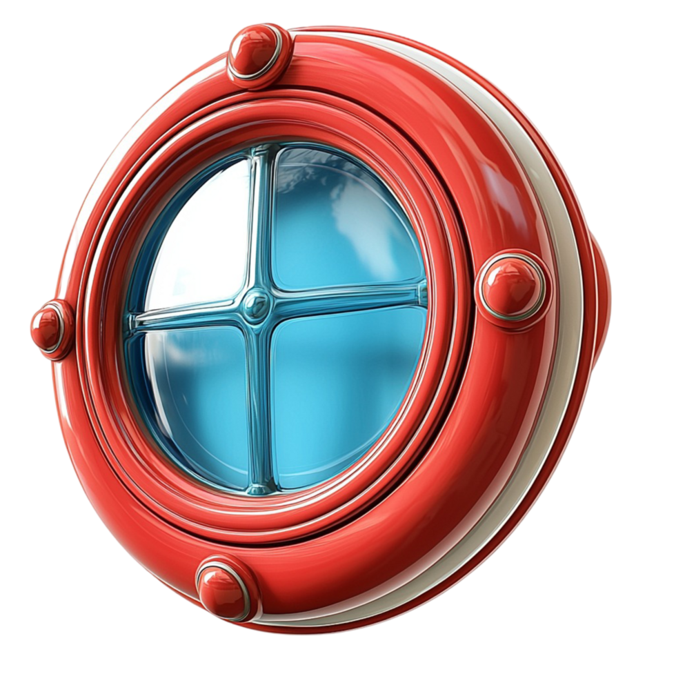 Round nautical porthole a blue glass window offering a breathtaking view of the deep ocean png