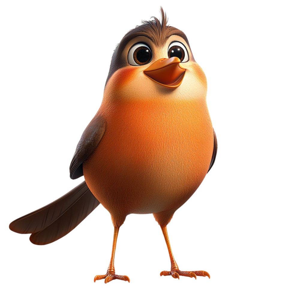Tiny brown robin soft feathers perched gracefully while chirping a melodious cheerful morning song png