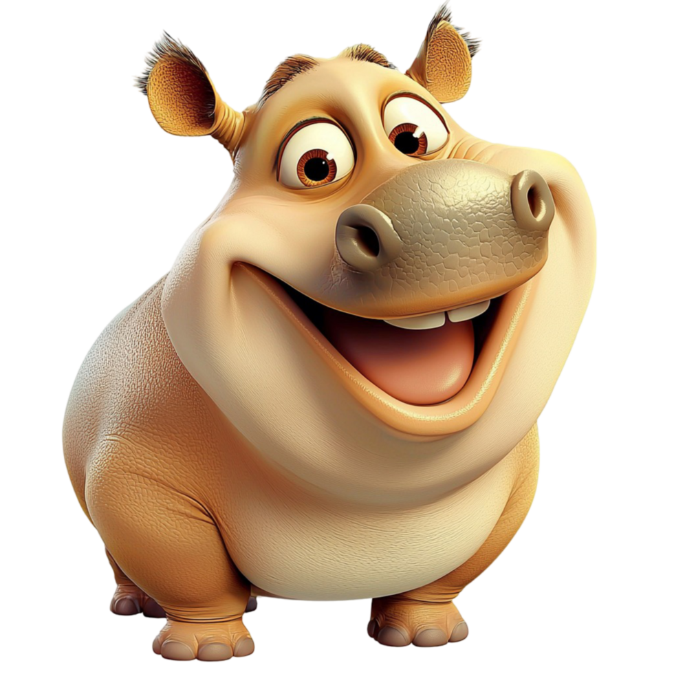 Happy chubby cow smiling joyfully big expressive eyes radiating warmth friendly innocence png