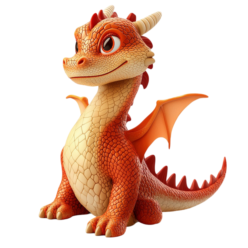 Adorable orange baby dragon sting confidently tiny wings an expression of playful mischief png