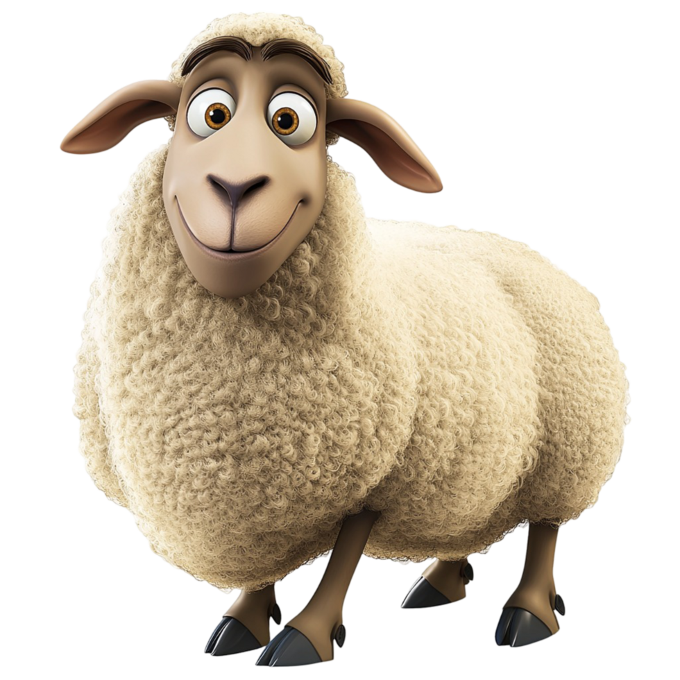 Fluffy white sheep sting gracefully on a grassy field under a bright blue sky png