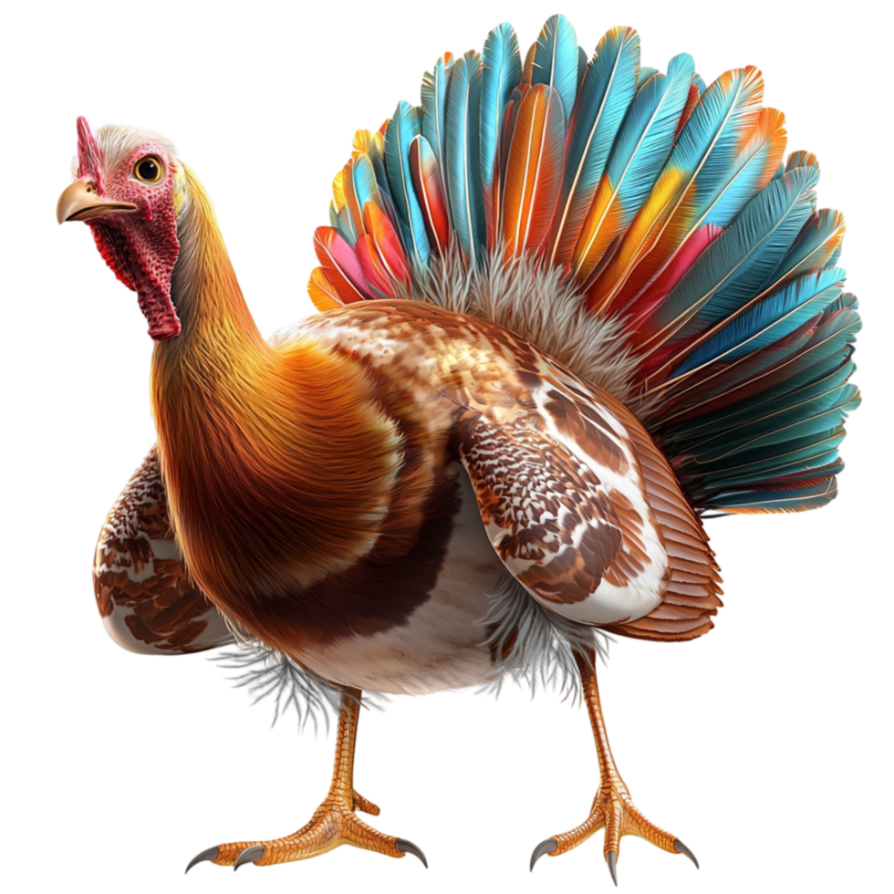 Majestic wild turkey sting proudly its vibrant feathers spread in a stunning natural pose png