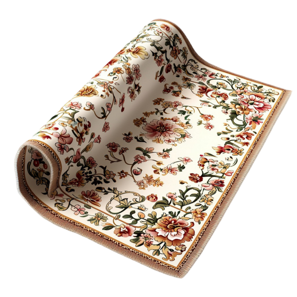 Beautifully designed floral rug intricate patterns adding elegance charm to the decor png
