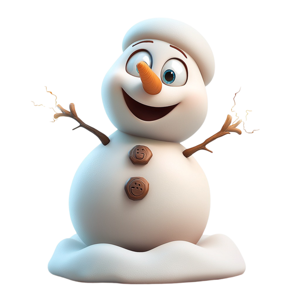Cheerful snowman a carrot nose and a joyful smiling expression png