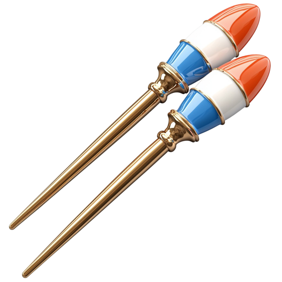 Two sharp pencils red and blue tips positioned parallel to each other png