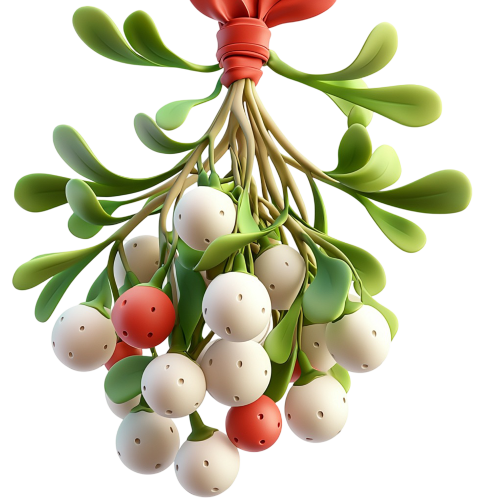Mistletoe branch white berries hanging gracefully for a Christmas kiss png