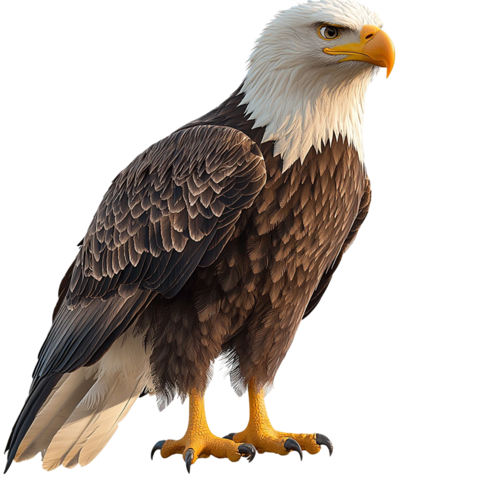 Majestic bald eagle sting proudly sharp eyes powerful wings representing strength freedom determination png