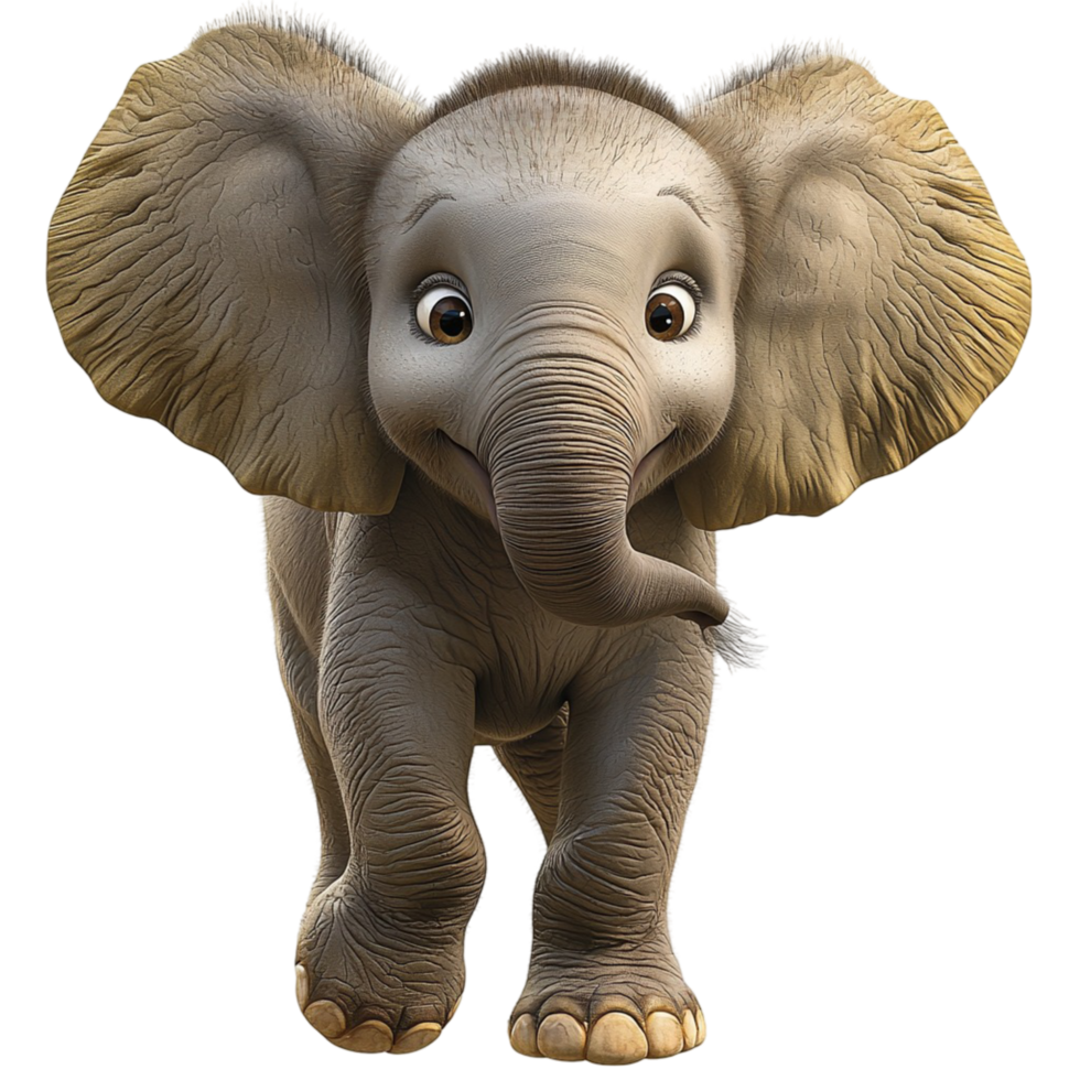 Adorable baby elephant sting happily big ears bright eyes a playful cheerful expression looking cute png