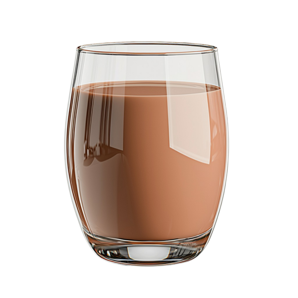 Refreshing chocolate milk in a clear glass looking smooth creamy delicious ready for a delightful drink png