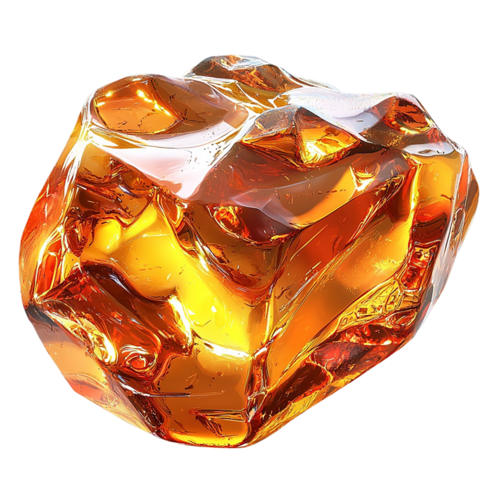 Shiny golden amber gemstone a unique crystalline structure reflecting warm light beautifully elegantly png