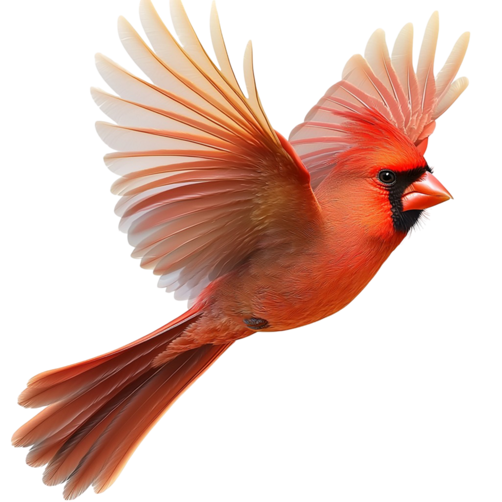 Majestic red cardinal bird in midflight symbolizing freedom vibrancy energy the graceful beauty of natures wildlife png