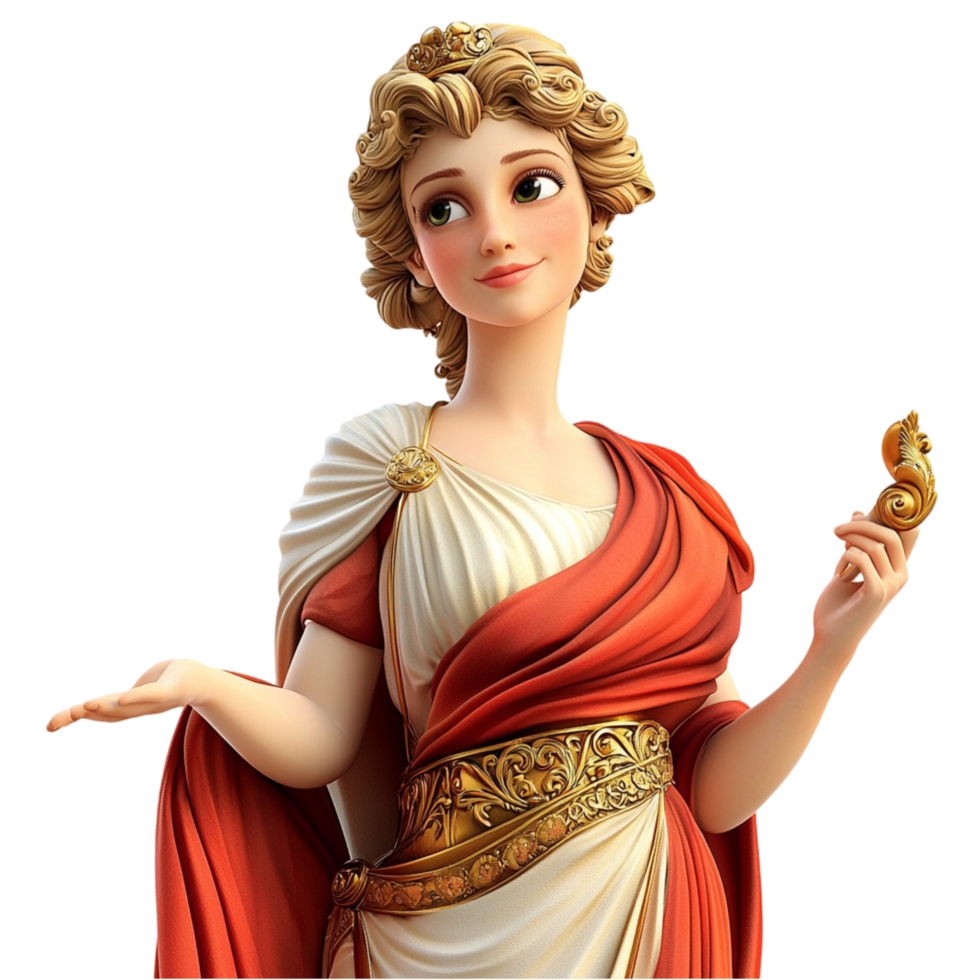 Ancient Greek goddess statue dressed in a flowing robe sting majestically symbolizing wisdom strength beauty historical mythology png