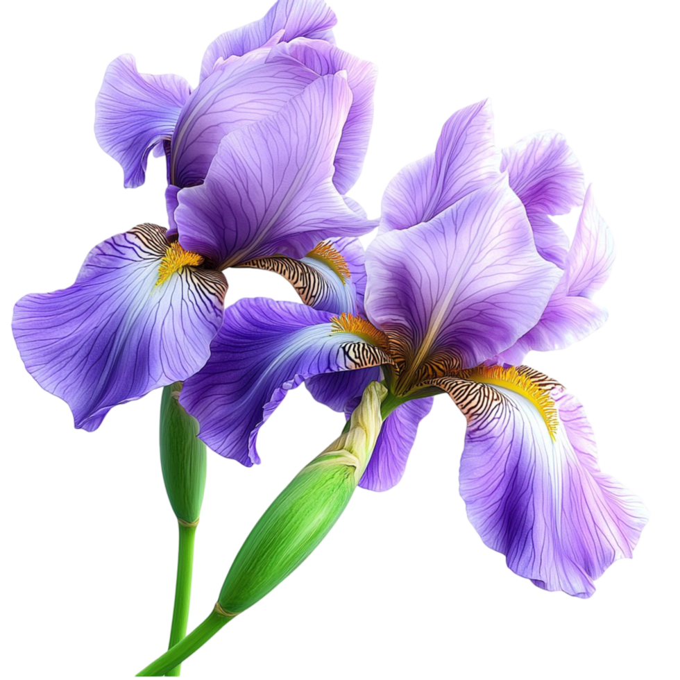 Vibrant purple iris flower blooming beautifully delicate petals symbolizing wisdom admiration elegance natural floral beauty png