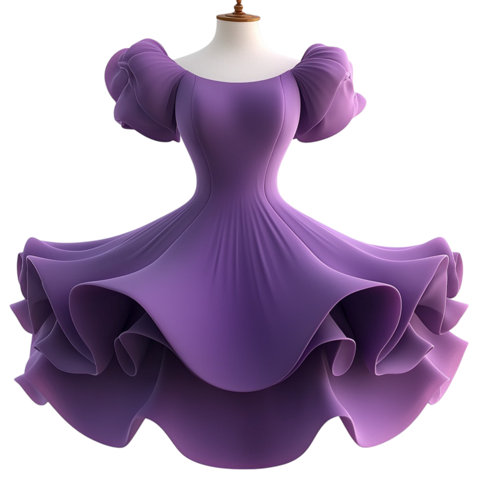 Elegant purple ballroom dress flowing gracefully symbolizing fashion sophistication glamour and the beauty of evening elegance png