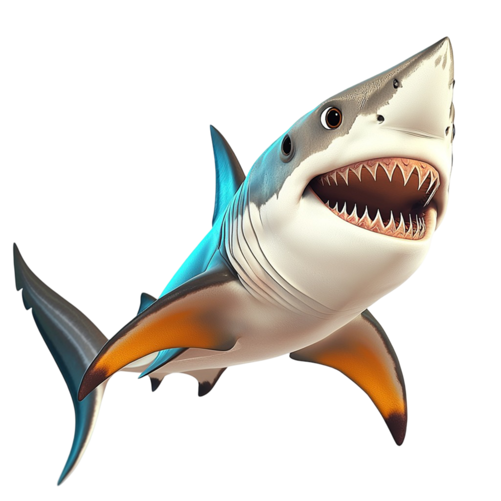 Fierce great white shark swimming forward symbolizing power strength agility and the magnificence of marine wildlife png