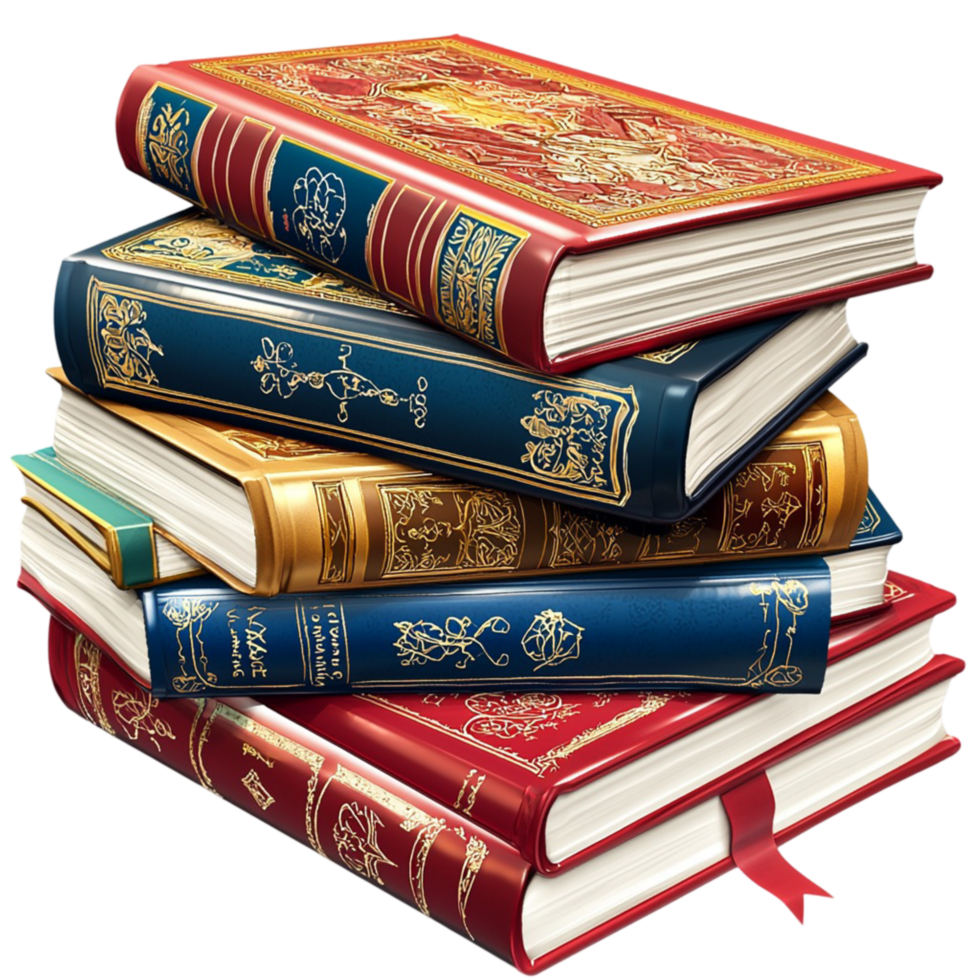 Stack of old books with elegant covers symbolizing knowledge wisdom learning and the timeless charm of literature png