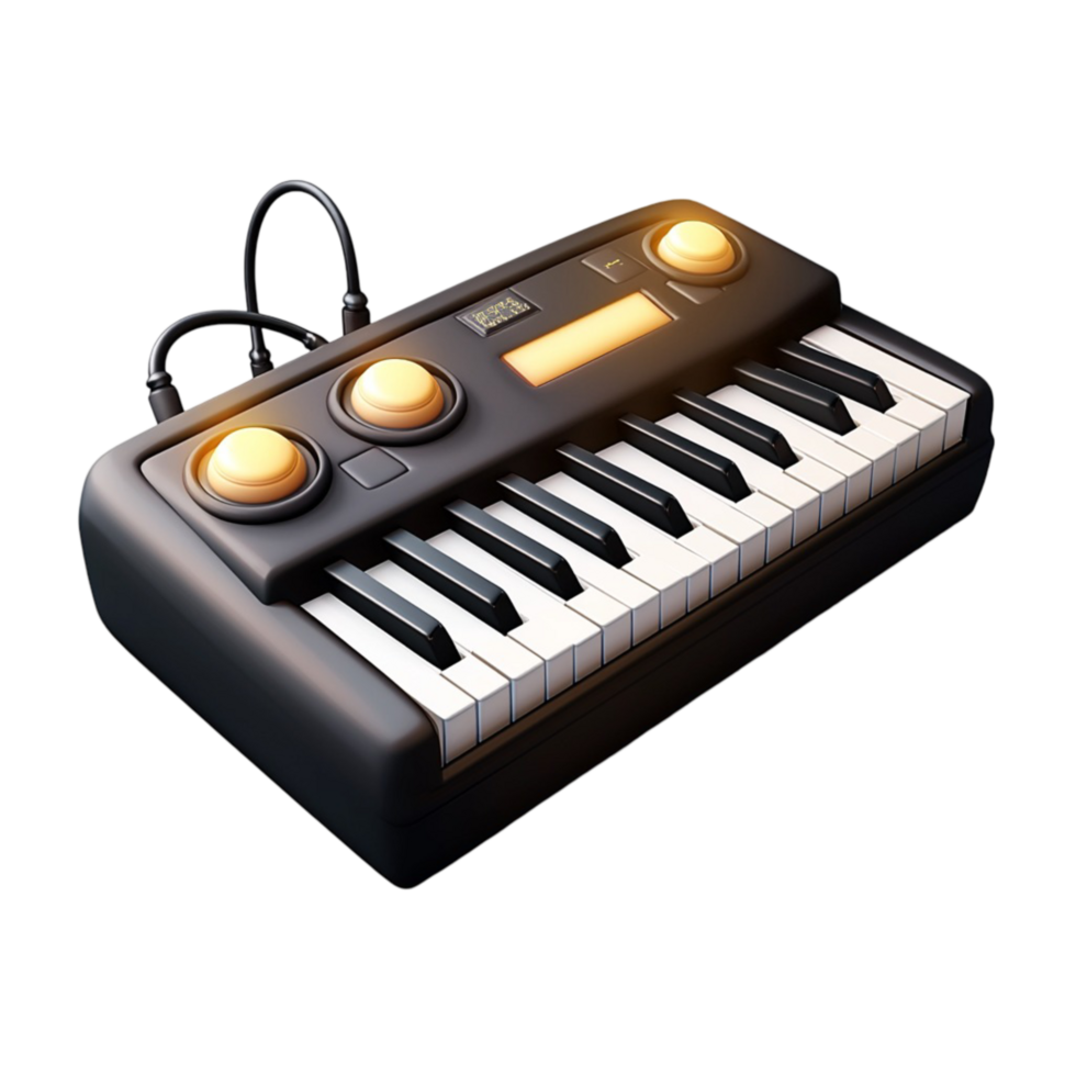 Compact electronic keyboard sleek black keys symbolizing music creativity passion the charm of digital instruments png