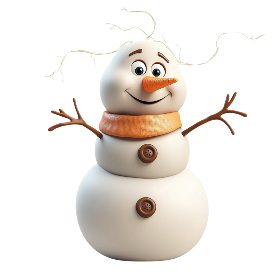 Adorable snowman a carrot nose twig arms symbolizing winter joy nostalgia the charm of holiday magic png