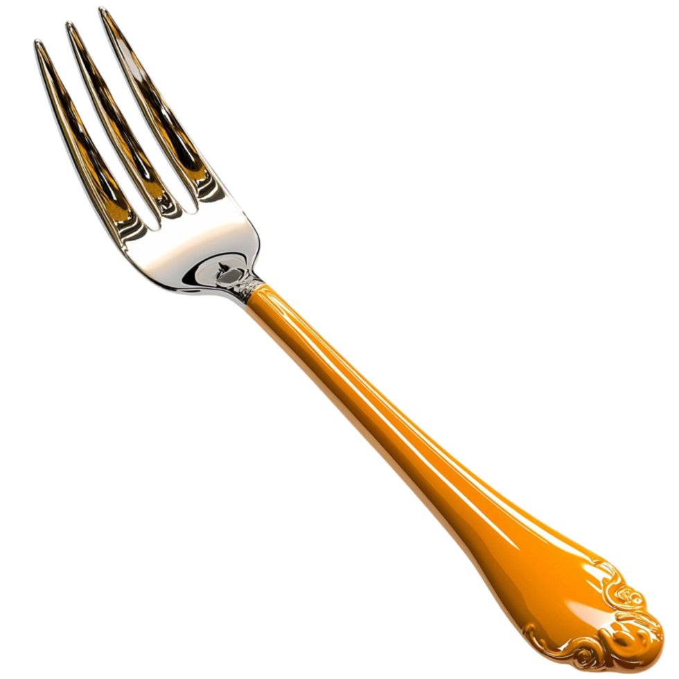 Elegant golden fork a twisted hle symbolizing refinement dining sophistication the charm of luxurious tableware png