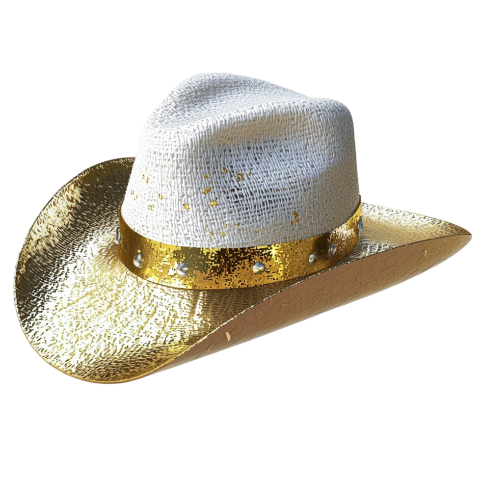 Sparkling golden cowboy hat a stylish design symbolizing adventure boldness charm the essence of western fashion png