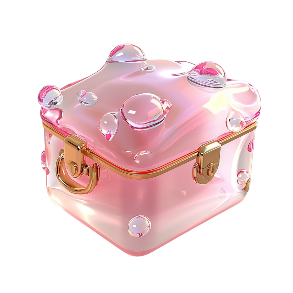 Ornate pink jewelry box sparkling gemstones symbolizing elegance beauty nostalgia the charm of treasured keepsakes png