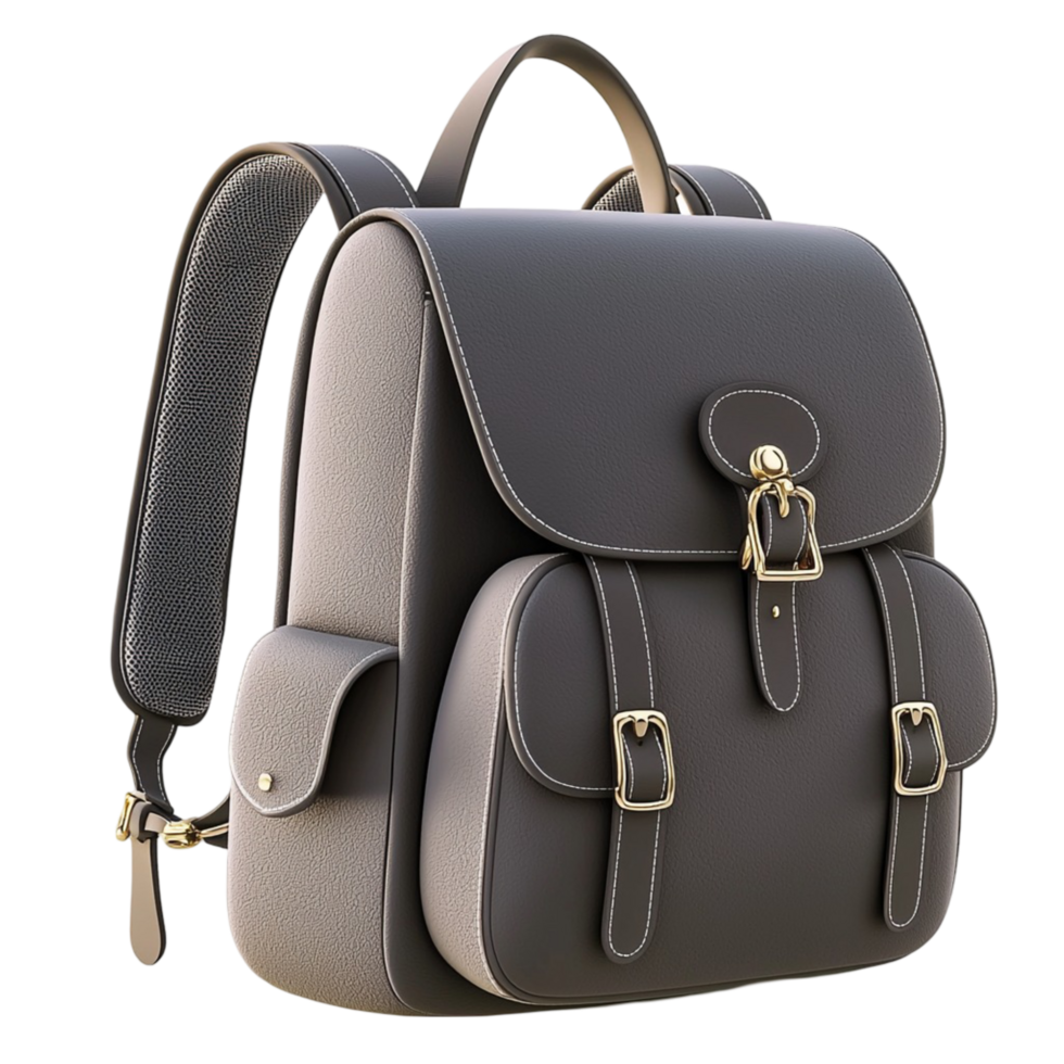 Stylish black gray backpack multiple compartments providing functionality fashion for travelers png