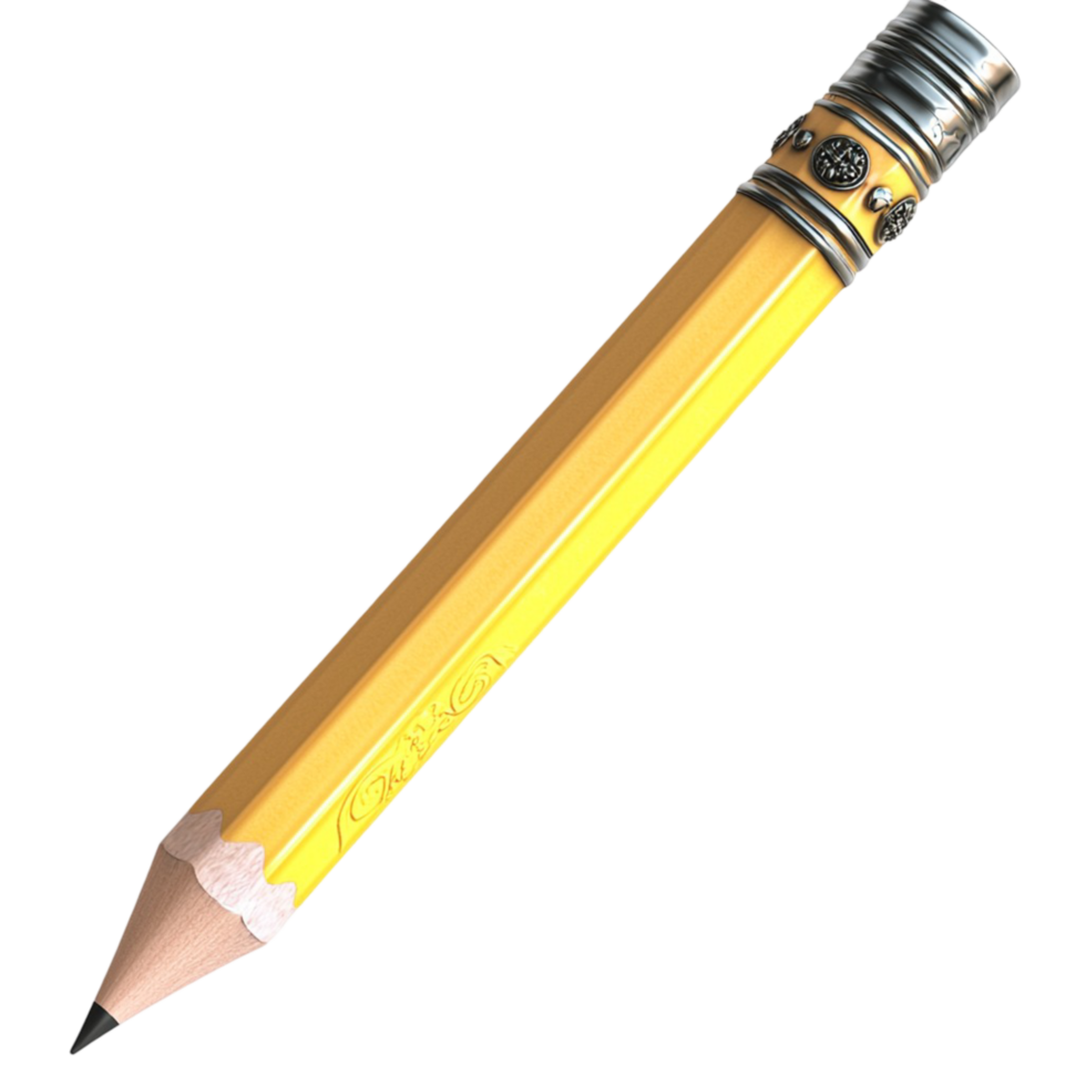 Classic yellow pencil sharpened tip pink eraser designed for precise writing sketching istic creativity png