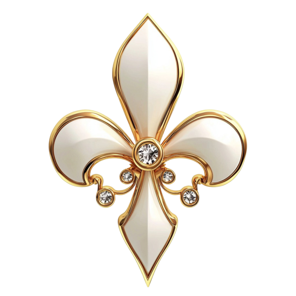Elegant golden fleurdelis symbol adorned a sparkling gemstone representing royalty timeless sophistication png
