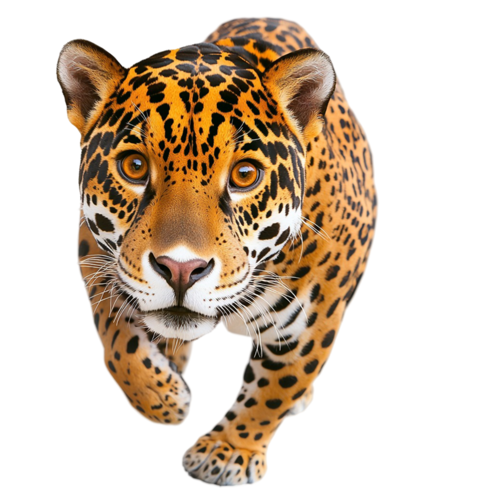 Majestic leopard staring intensely displaying powerful wild energy stunning goldenspotted fur beauty png