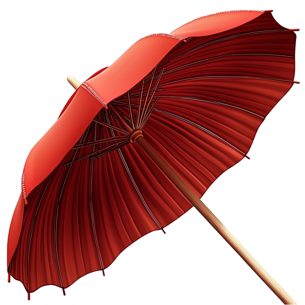 Elegant red umbrella curved hle silky fabric creating a stylish classic rain accessory png