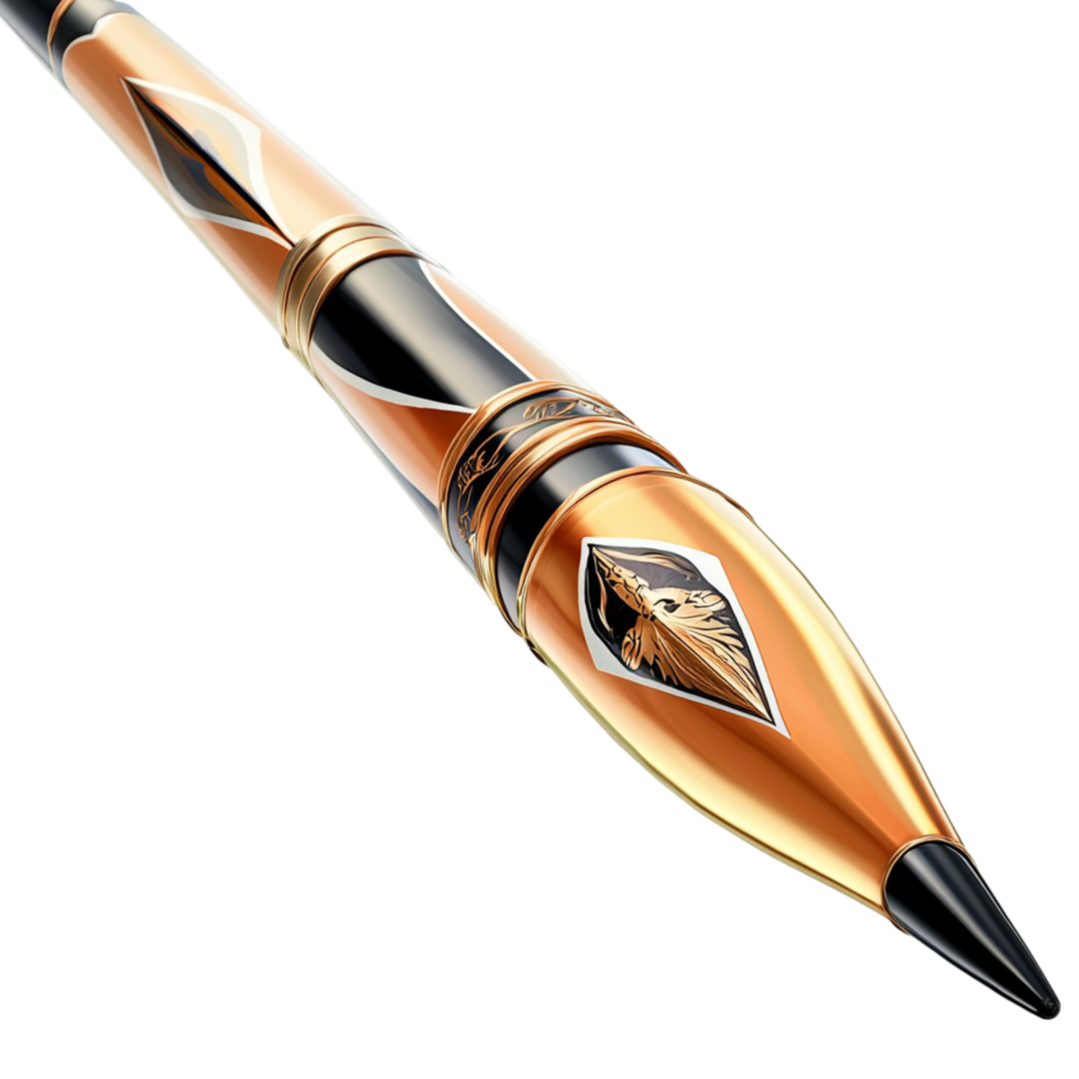 Luxurious golden fountain pen elegant black design symbolizing prestige sophistication fine writing png