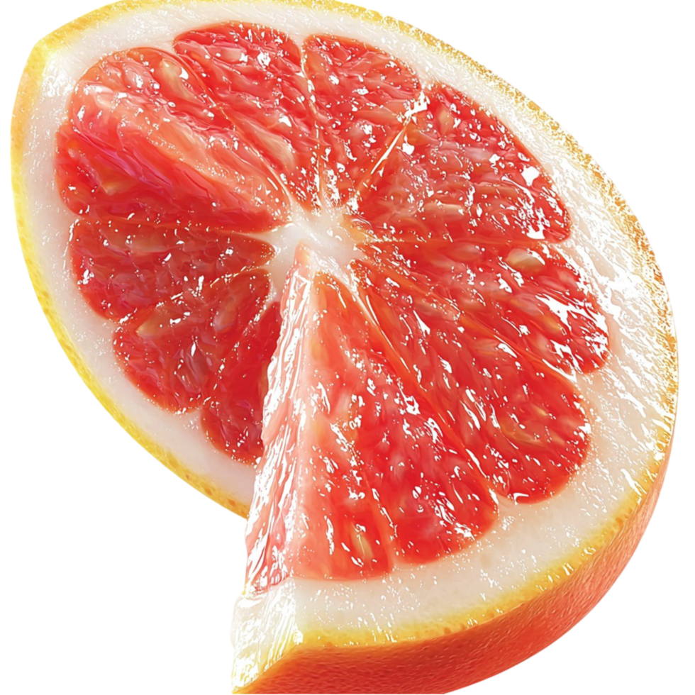 Fresh grapefruit slice juicy pulp vibrant red color highlighting citrus fruit richness natural goodness png
