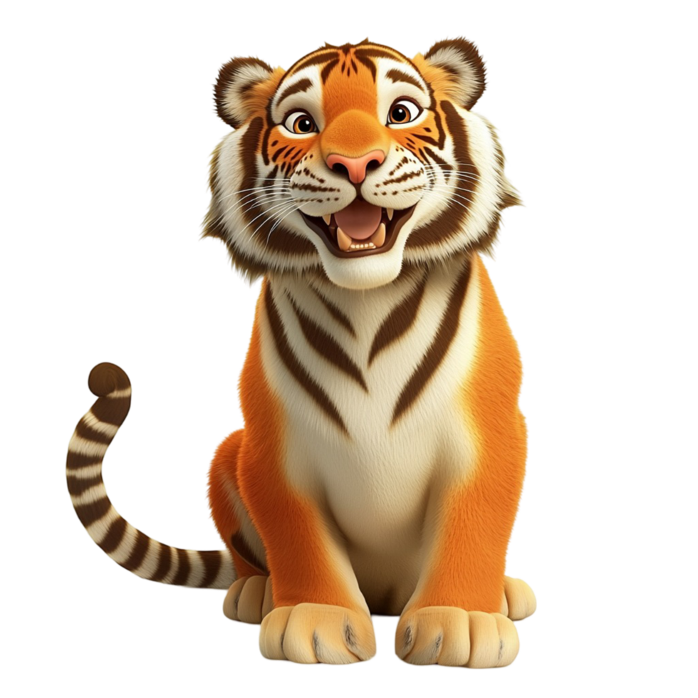Adorable cartoonstyle tiger cub sting proudly a playful expression symbolizing strength innocence png
