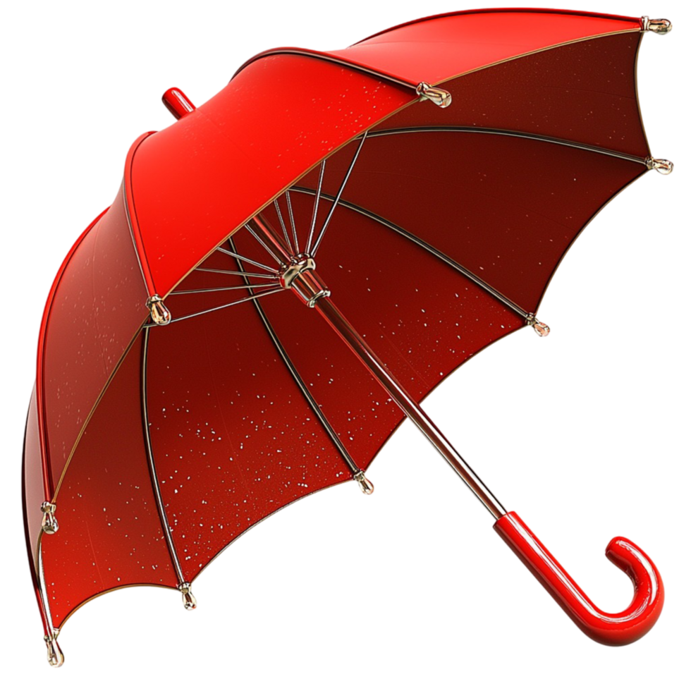 Classic red umbrella a curved hle fully opened creating a stylish protective rain accessory png