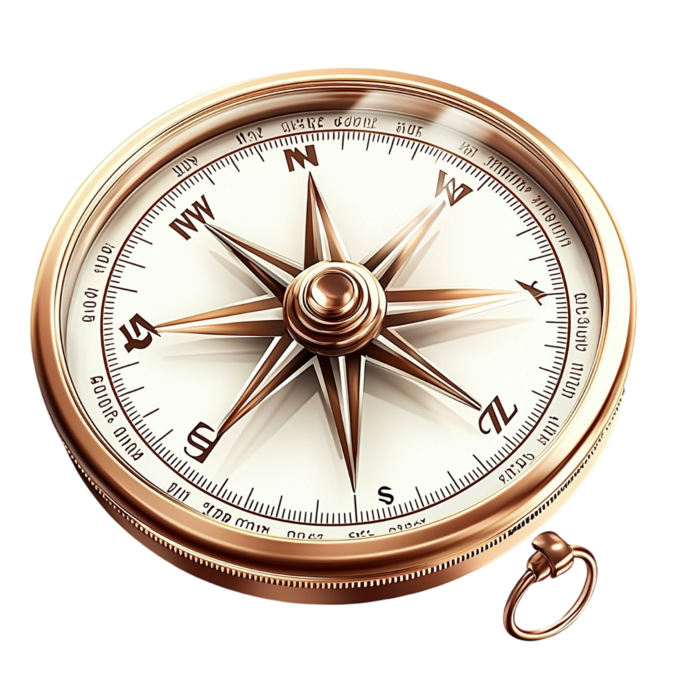 Elegant golden compass intricate engravings a small pocket watch chain for a stylish navigation tool png