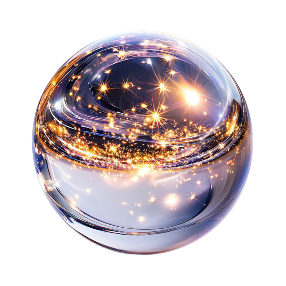 Enchanting glass globe a swirling galaxy inside creating a mesmerizing mystical celestial decorative object png