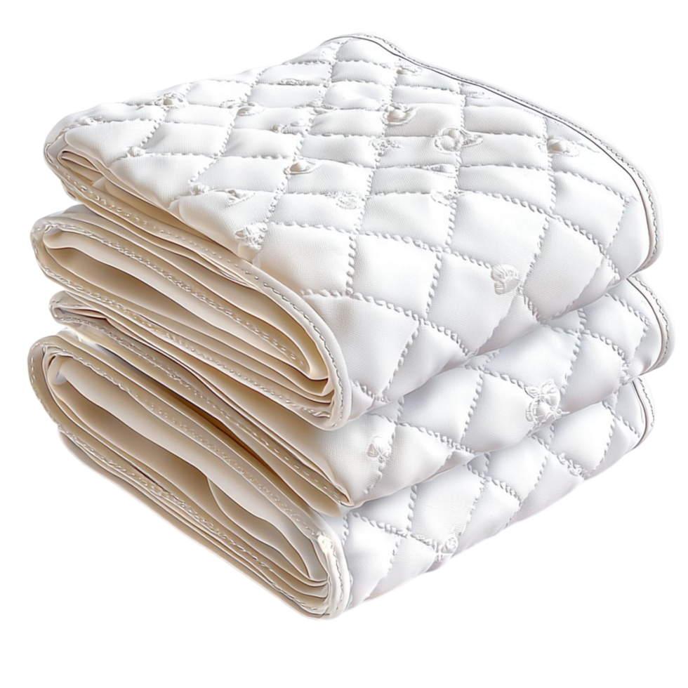 Soft white quilted blanket an elegant textured pattern creating a cozy luxurious home bedding essential png