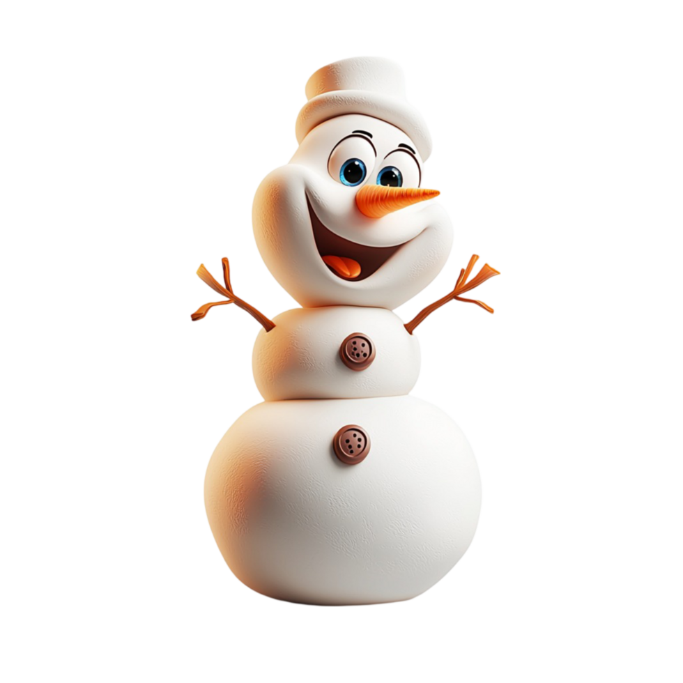 Cheerful snowman a carrot nose button smile symbolizing winter holiday joy Christmas festivities png