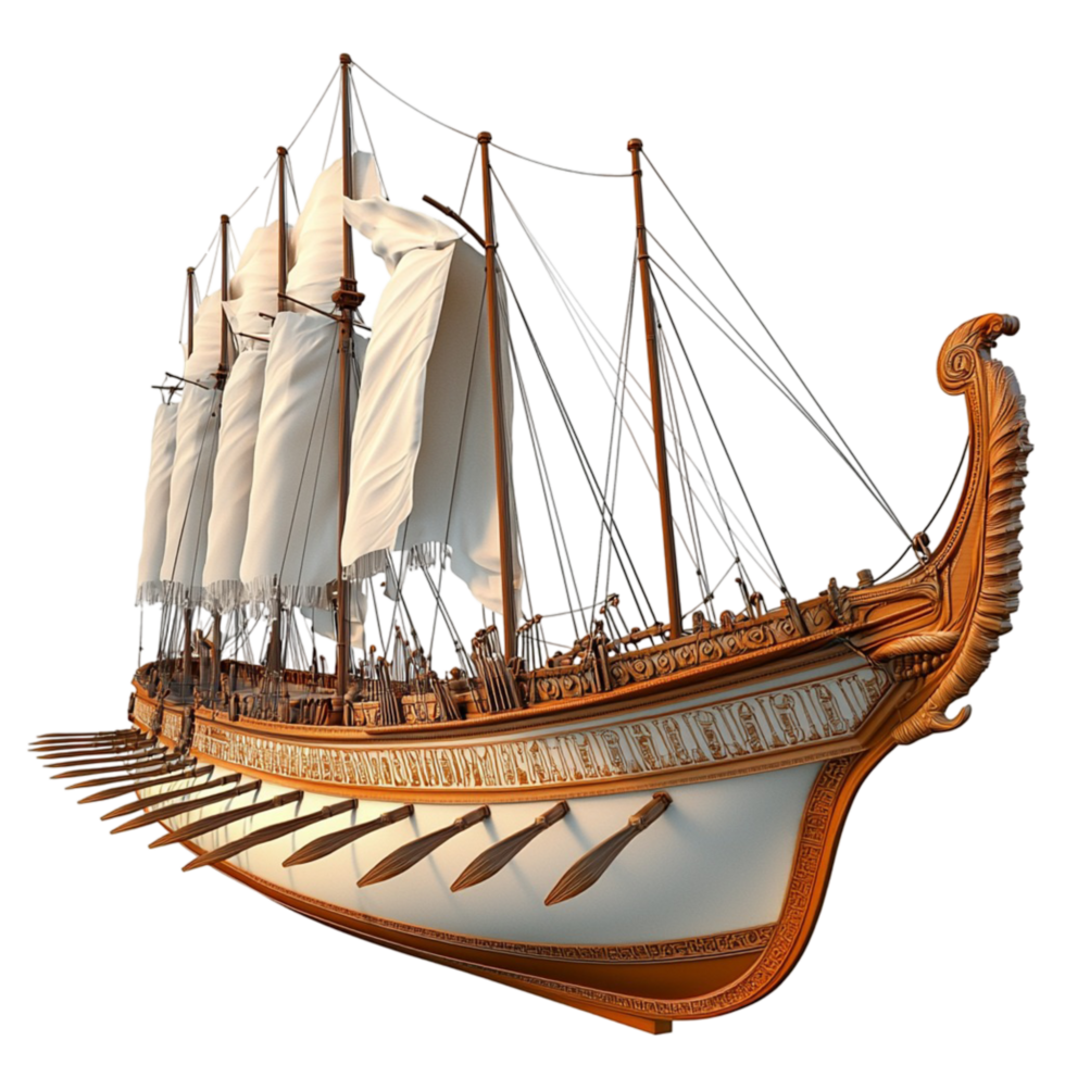 Historic wooden sailing ship detailed masts sails representing adventure maritime exploration spirit png