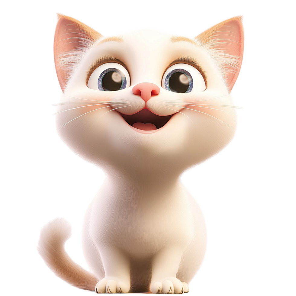 Cute white kitten big expressive eyes sting adorably a playful joyful expression effortlessly png