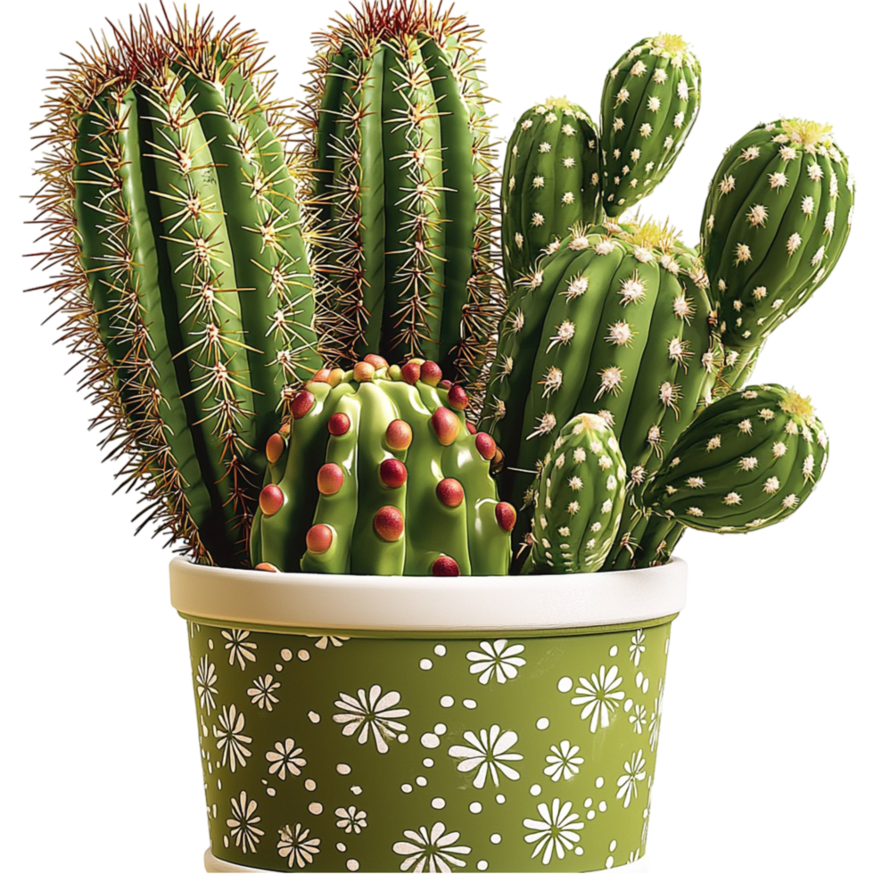 Decorative potted cactus green spines perfect for home decor indoor plant enthusiasts worldwide png