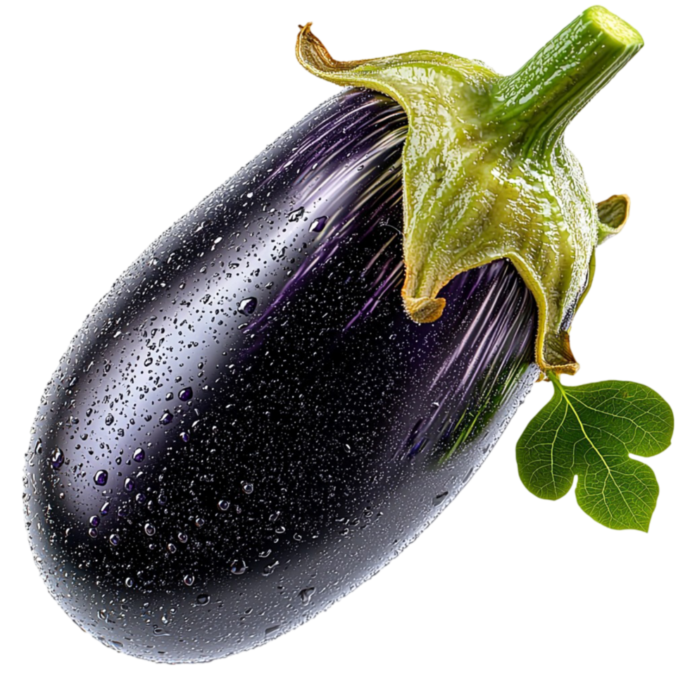 Fresh glossy purple eggplant with a deep rich color symbolizing nutritious healthy vegetables perfect for delicious culinary recipes png