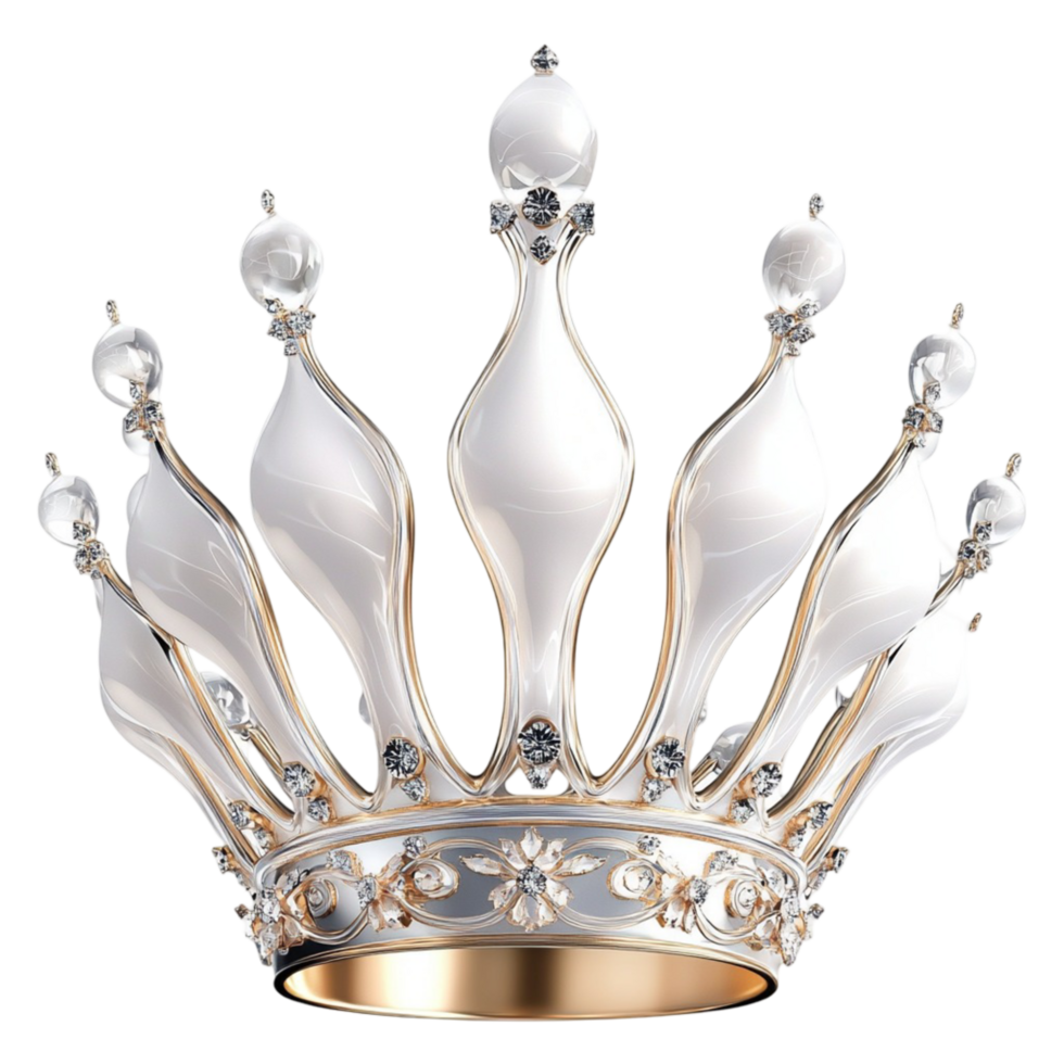 Luxurious silver crown adorned with sparkling diamonds and elegant intricate details for royalty png