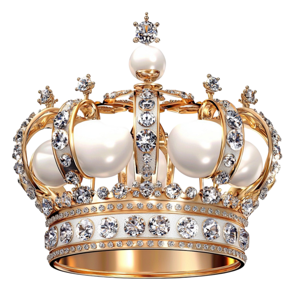 Luxurious golden crown embedded blue gemstones engravings placed on a display st png