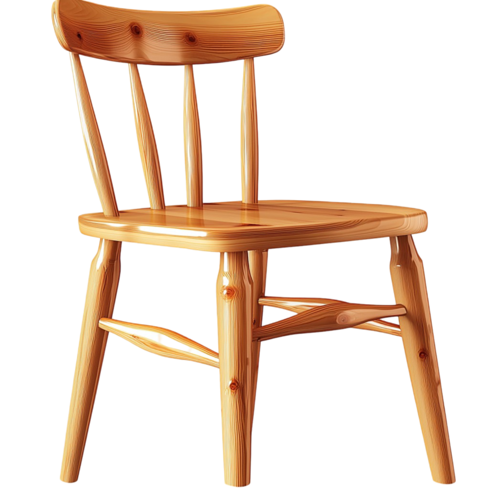 Classic wooden chair with a curved backrest standing elegantly as a timeless and comfortable furniture piece png