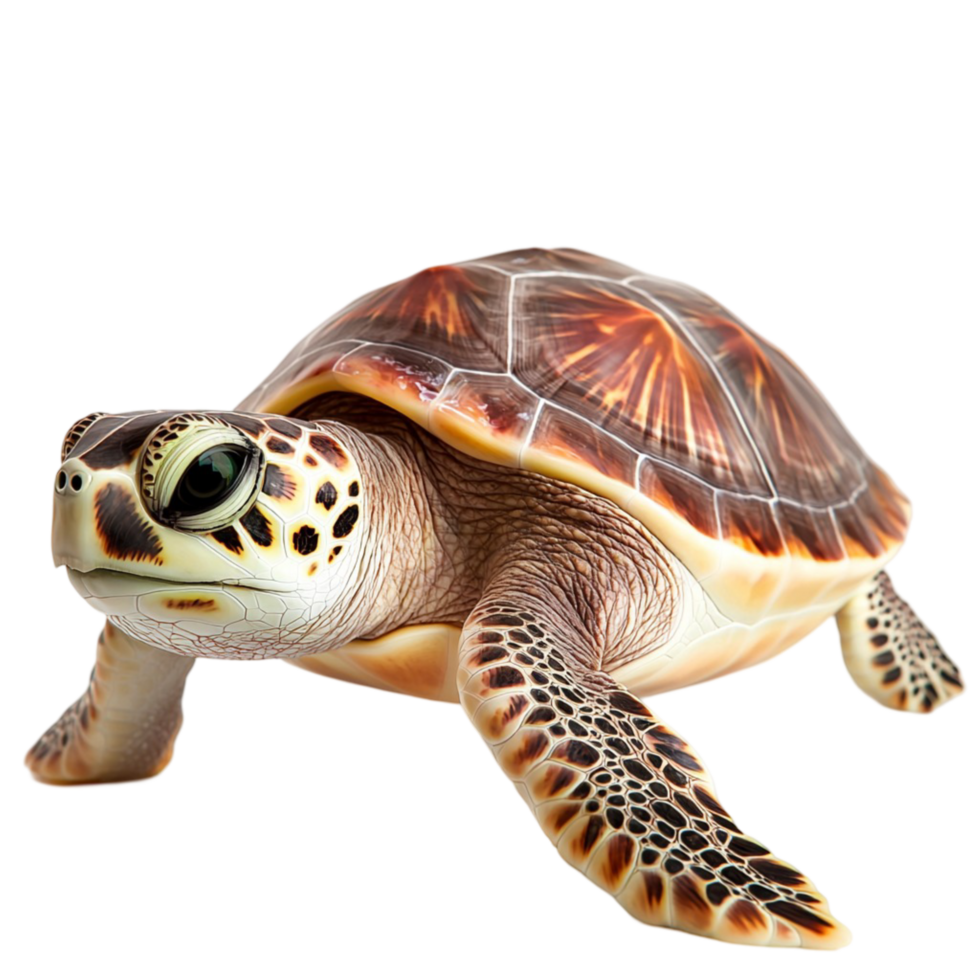 Majestic sea turtle with a patterned shell gracefully swimming in clear blue waters of the ocean png