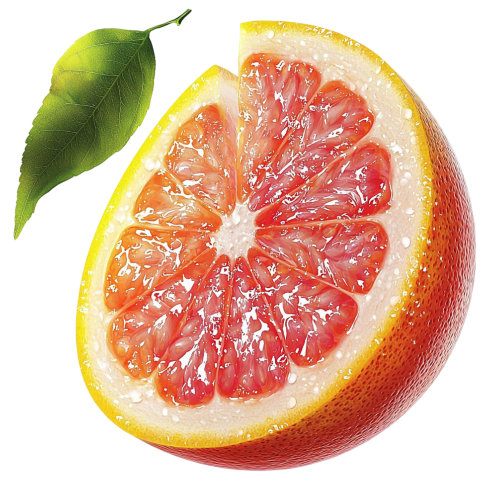 Freshly sliced grapefruit with bright citrus hues bursting with juicy sweetness in a refreshing fruit display png