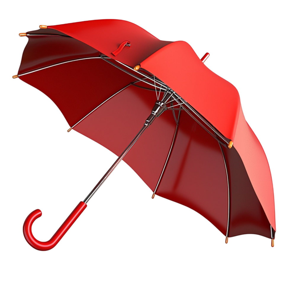 Classic red umbrella with a curved handle designed for protection style and fashionable rainyday comfort png